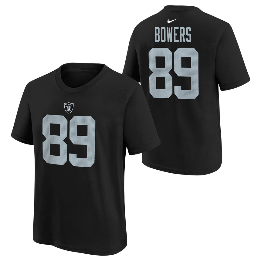 Youth Brock Bowers Las Vegas Raiders Nike Black FUSE Name and Number Tee - Pro Jersey Sports