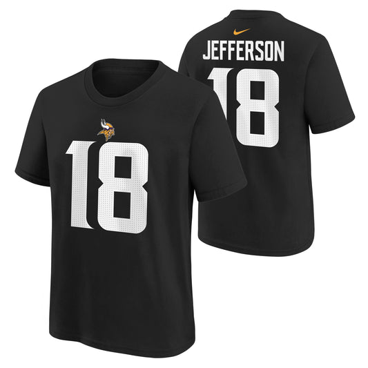 Youth Justin Jefferson Minnesota Vikings Black Nike FUSE Name and Number Tee