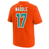 Youth Jaylen Waddle Miami Dolphins Nike Orange FUSE Name & Number T-Shirt - Pro Jersey Sports