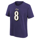 Youth Lamar Jackson Baltimore Ravens Nike Purple FUSE Name & Number T-Shirt - Pro Jersey Sports
