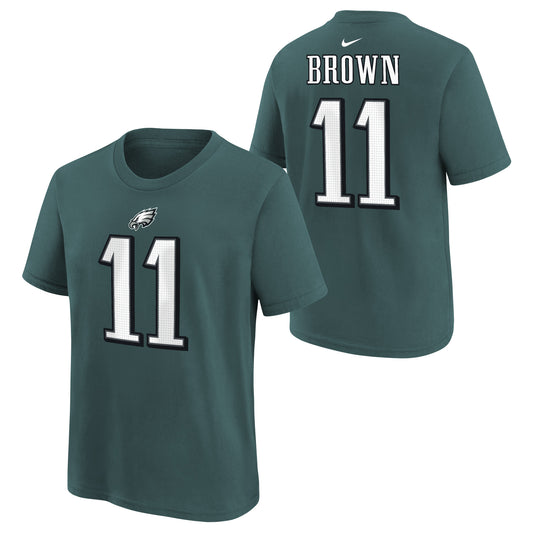 Youth AJ Brown Philadelphia Eagles Nike Green FUSE Name & Number T-Shirt