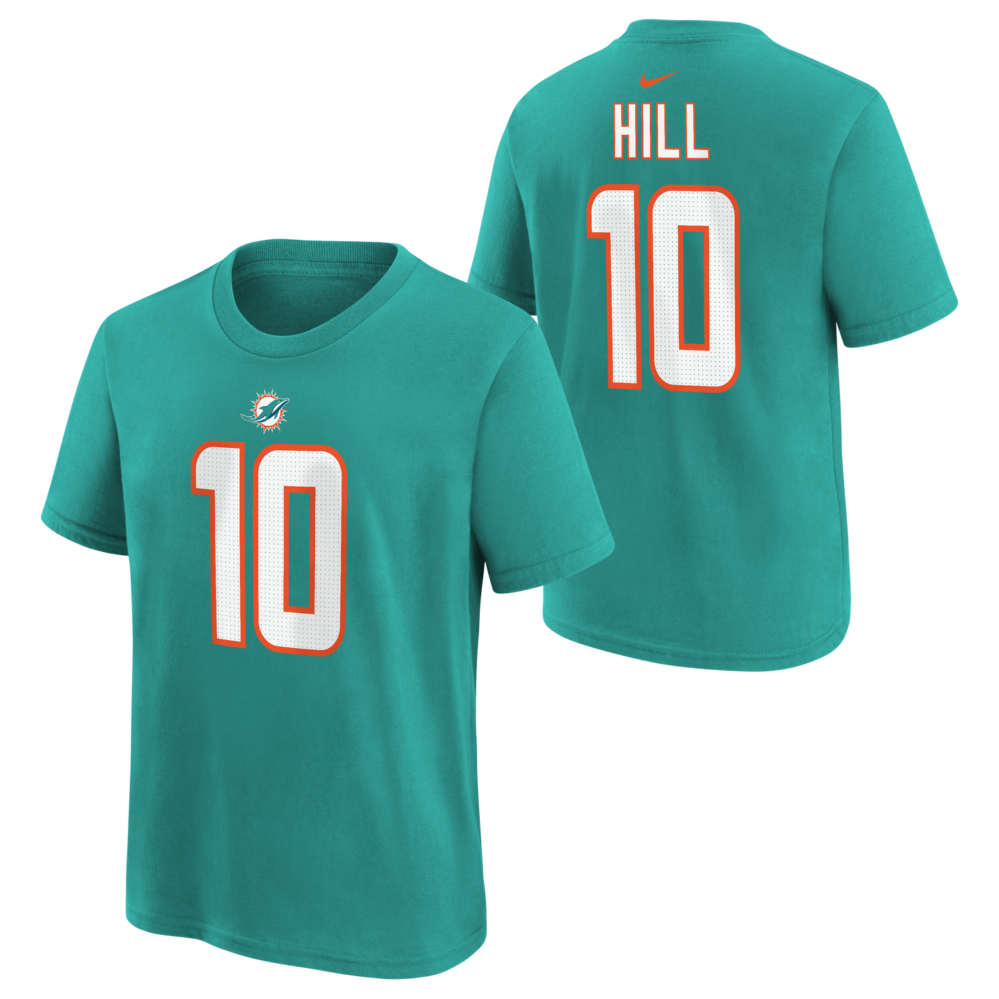 Kids Miami Dolphins Tyreek Hill Nike Aqua Player FUSE Child Name & Number T-Shirt