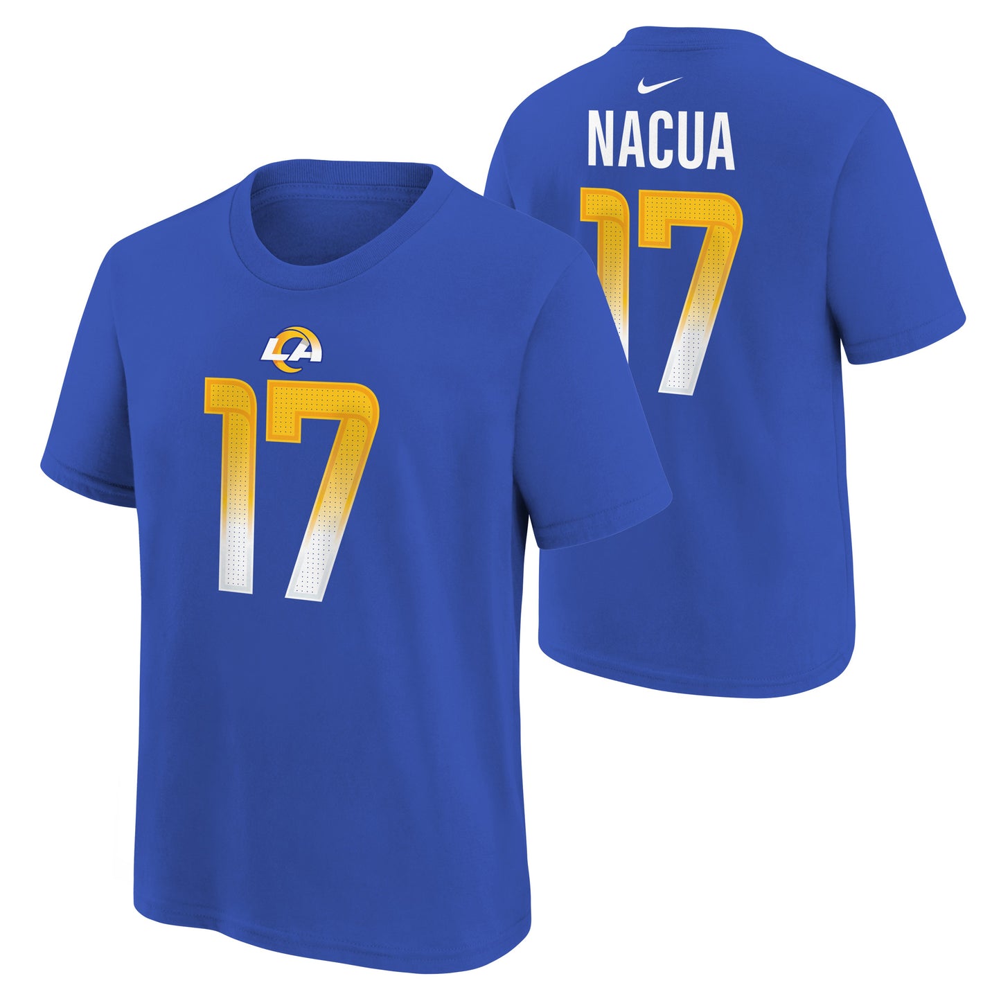 Youth Puka Nacua Los Angeles Rams Royal Blue Nike FUSE Name and Number Tee