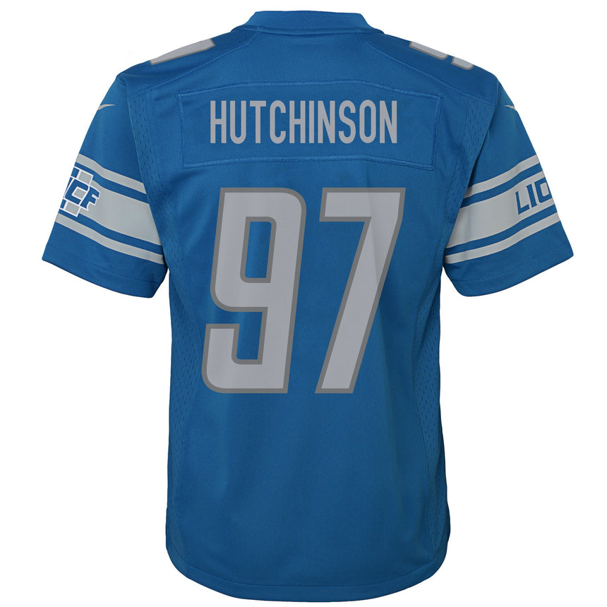 Youth Detroit Lions Aidan Hutchinson Nike Blue Game Jersey - Pro Jersey Sports