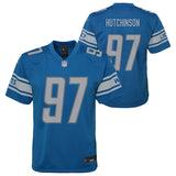 Youth Detroit Lions Aidan Hutchinson Nike Blue Game Jersey - Pro Jersey Sports