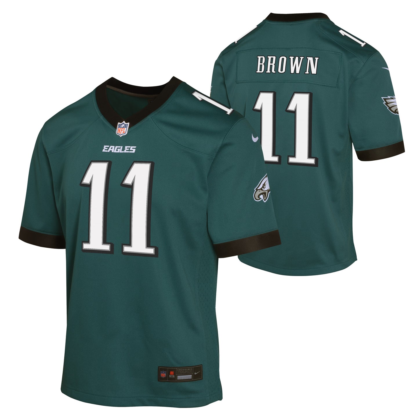 Youth AJ Brown Philadelphia Eagles Green Nike Game Jersey