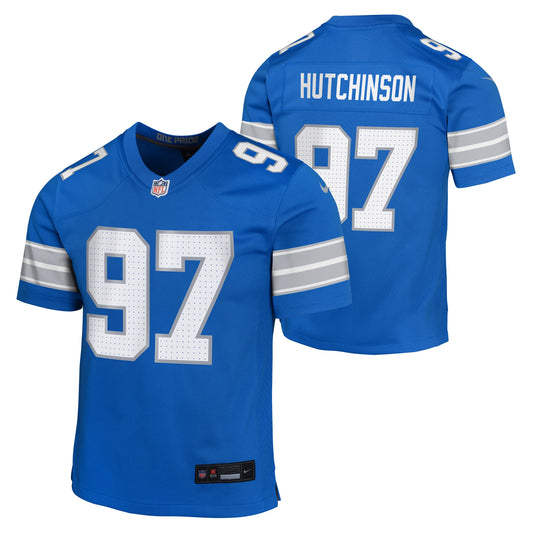 Youth Detroit Lions Aidan Hutchinson Nike Blue Game Jersey