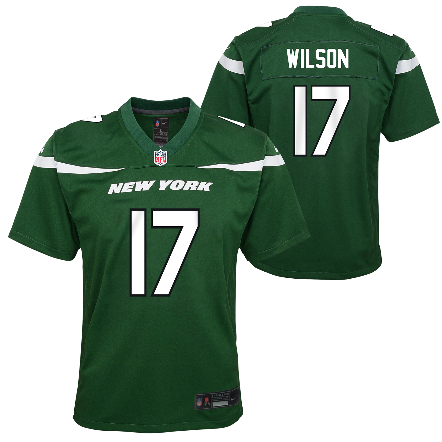 Youth Garrett Wilson New York Jets Nike Green Game Replica Jersey