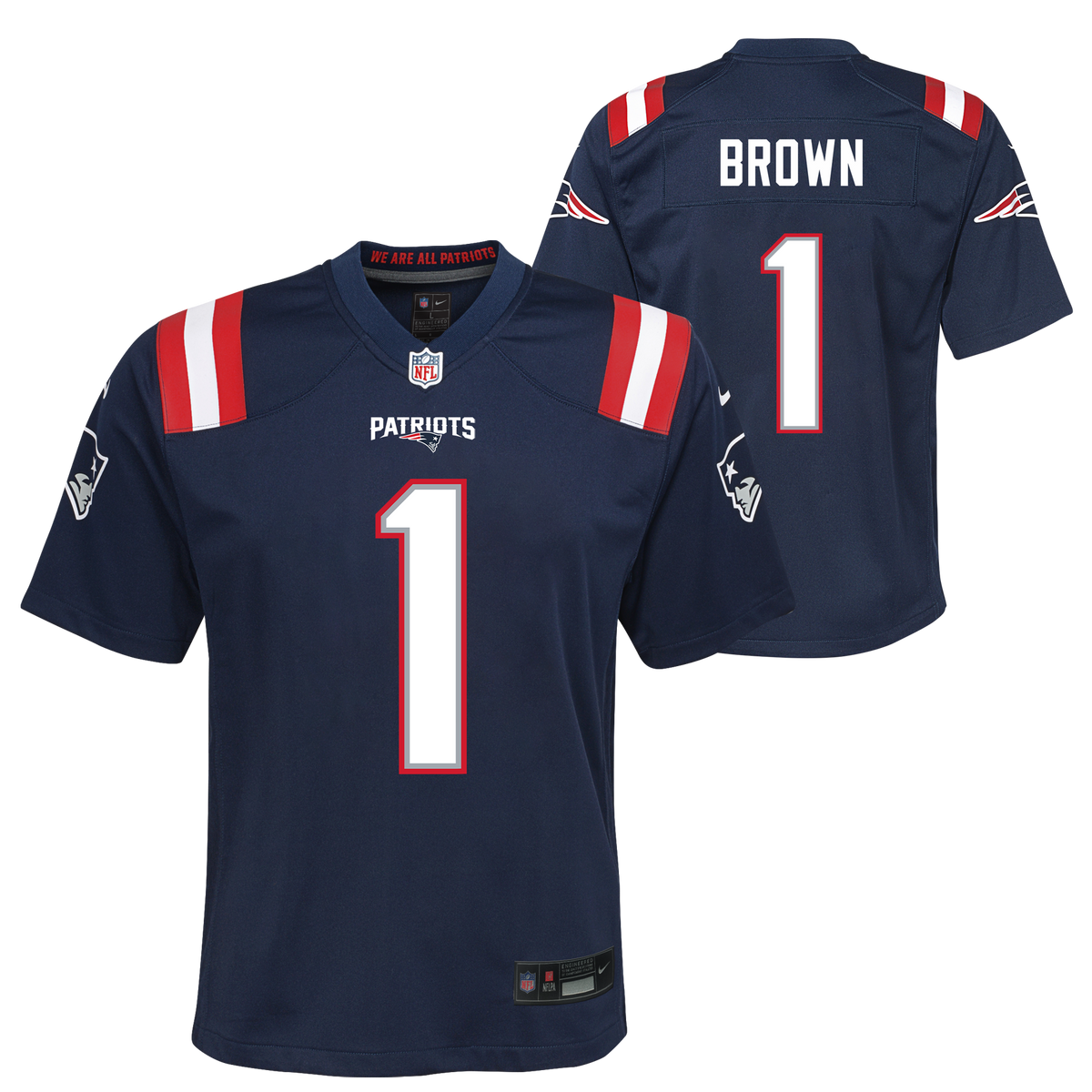 Youth AJ Brown New England Patriots Nike Navy Game Jersey