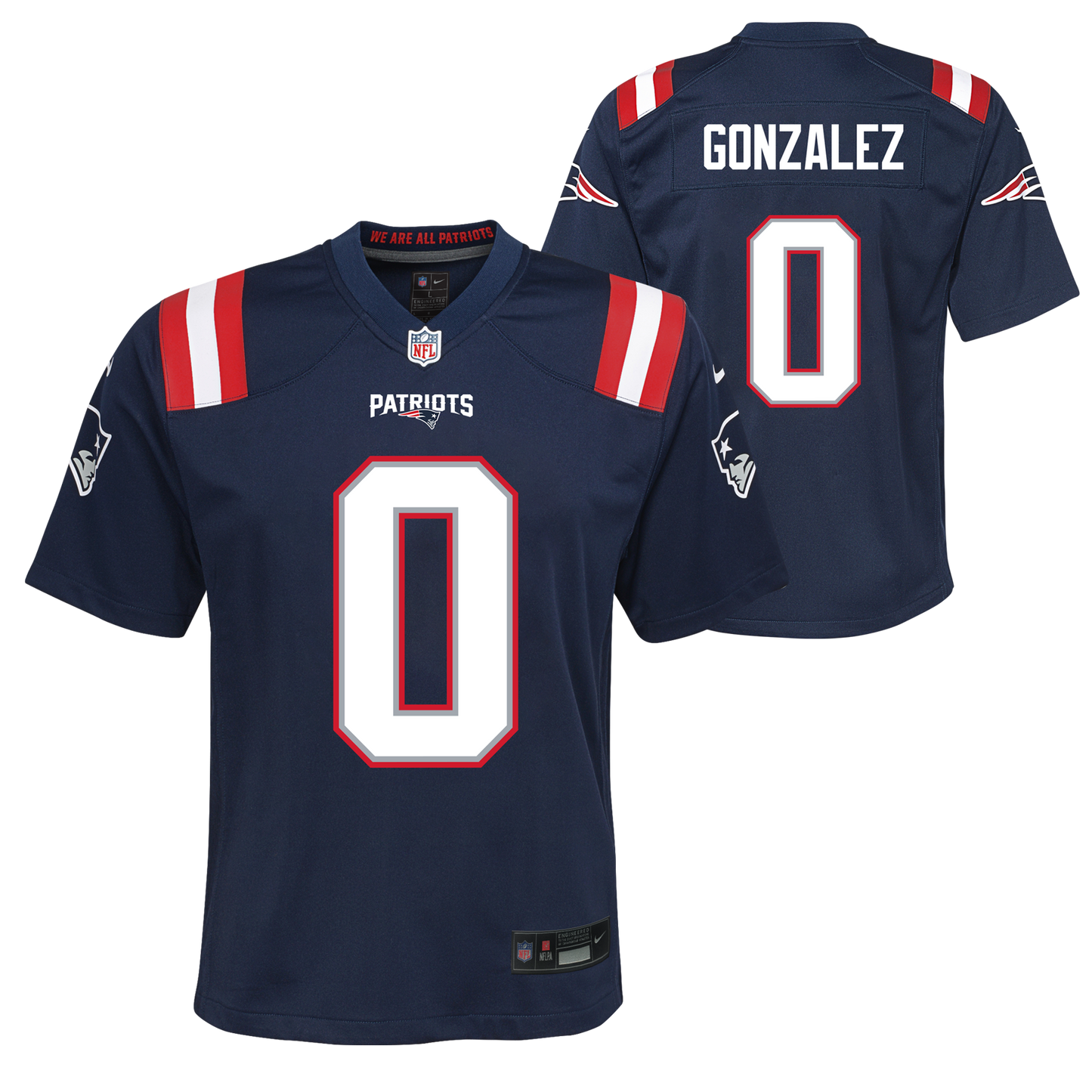 Youth Christian Gonzalez New England Patriots Nike Navy Game Jersey