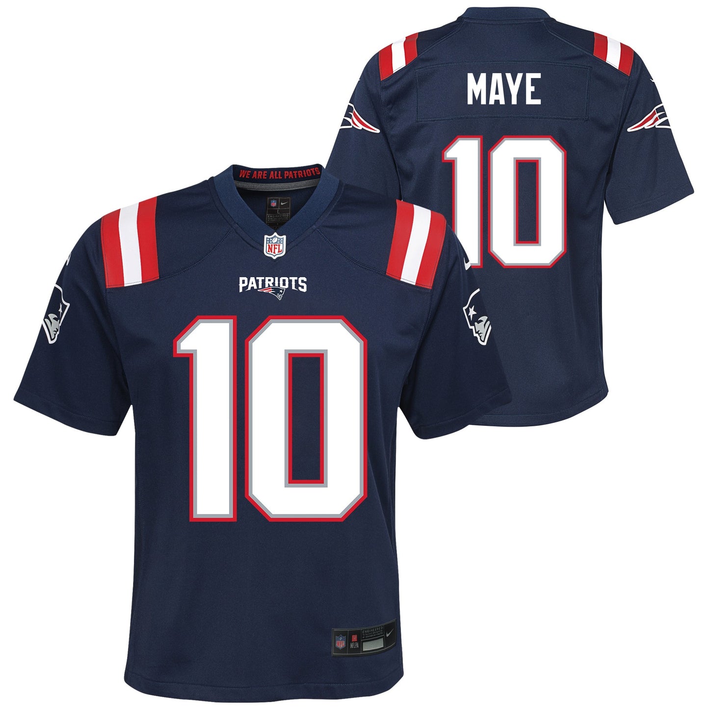 Youth Drake Maye New England Patriots Nike Navy Game Jersey