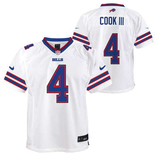Youth Buffalo Bills James Cook Nike White Game Jersey
