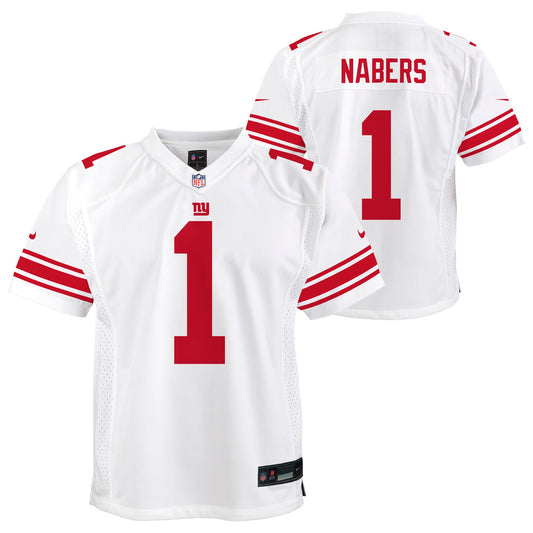 Youth Malik Nabers New York Giants White Nike Game Jersey