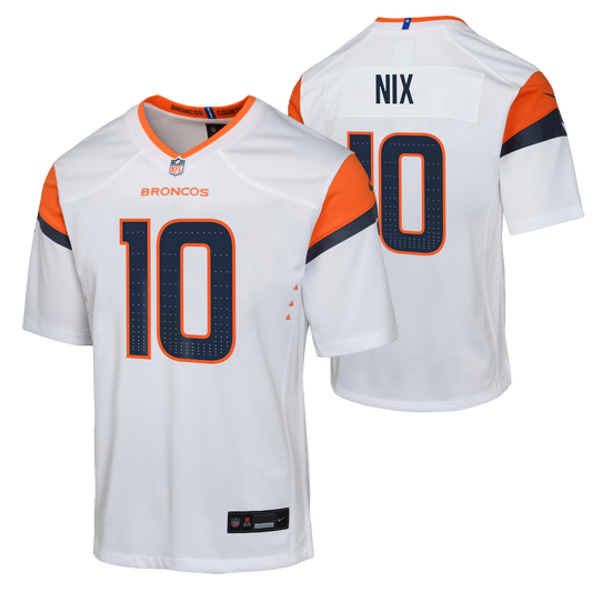 Youth Denver Broncos Bo Nix Nike White Road Team Jersey - Pro Jersey Sports