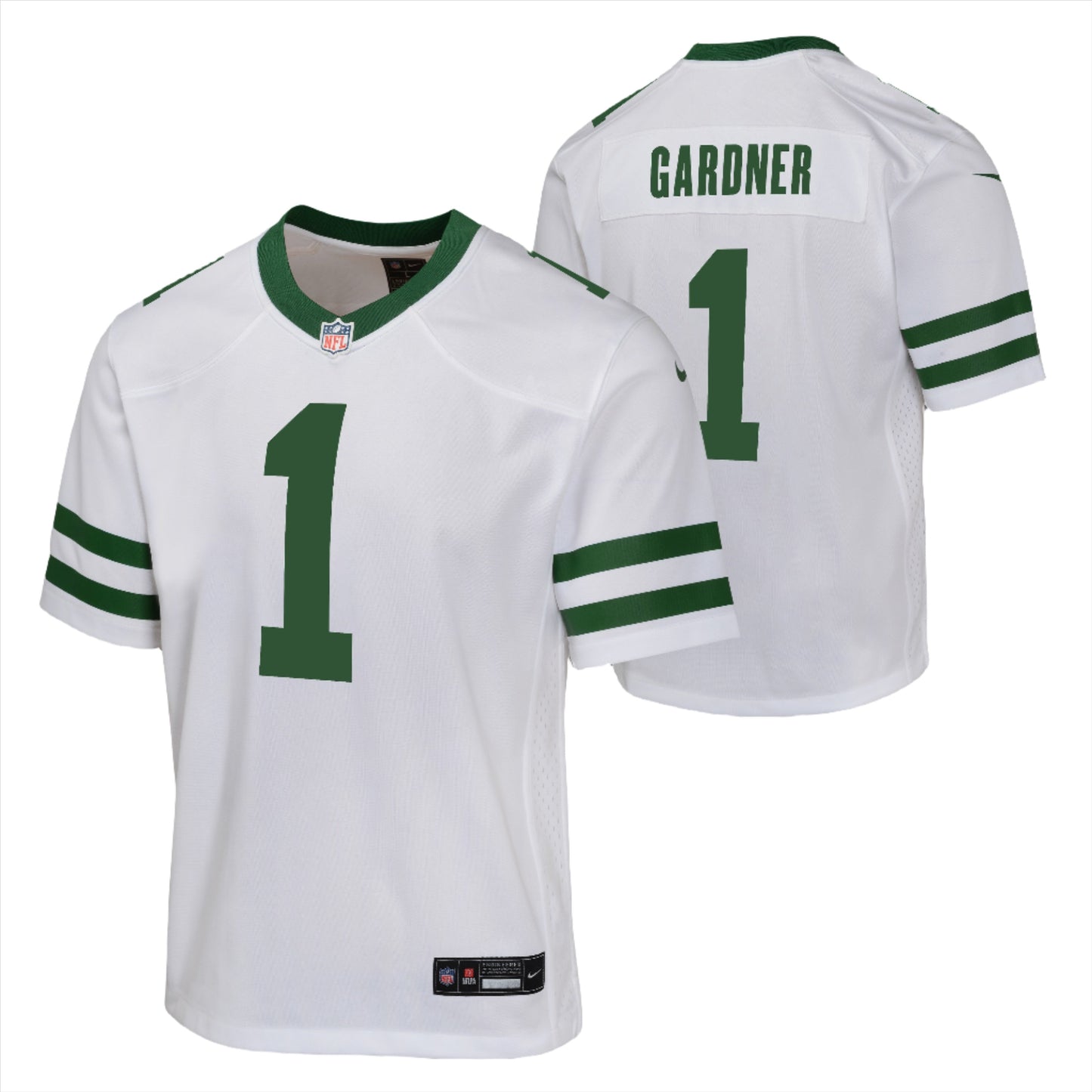 Youth Sauce Gardner New York Jets Nike White Game Replica Jersey