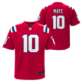 Youth Drake Maye New England Patriots Nike Red Alternate Jersey - Pro Jersey Sports