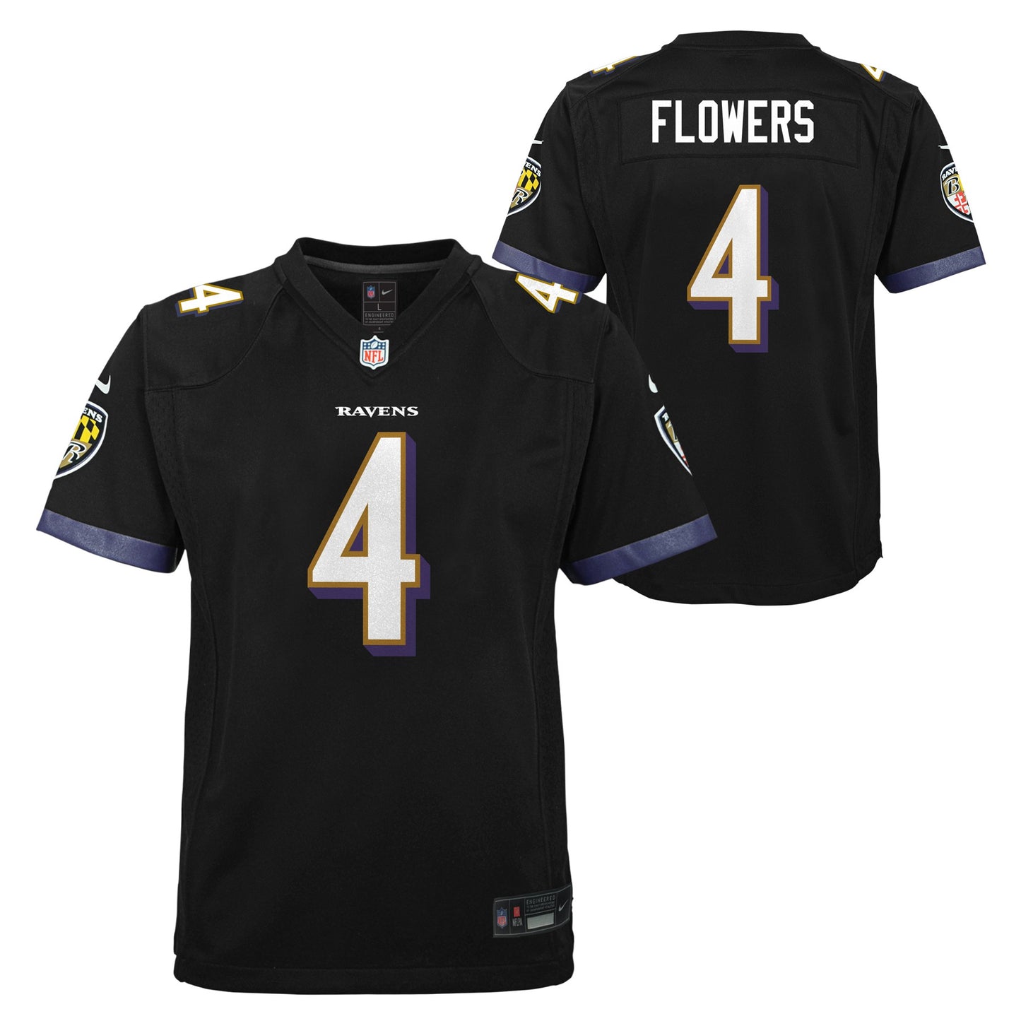 Youth Zay Flowers Baltimore Ravens NIKE Black Game Replica Jersey