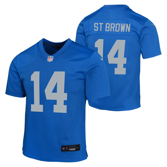 Youth Detroit Lions Amon-Ra St. Brown Nike Alternate Blue Game Jersey