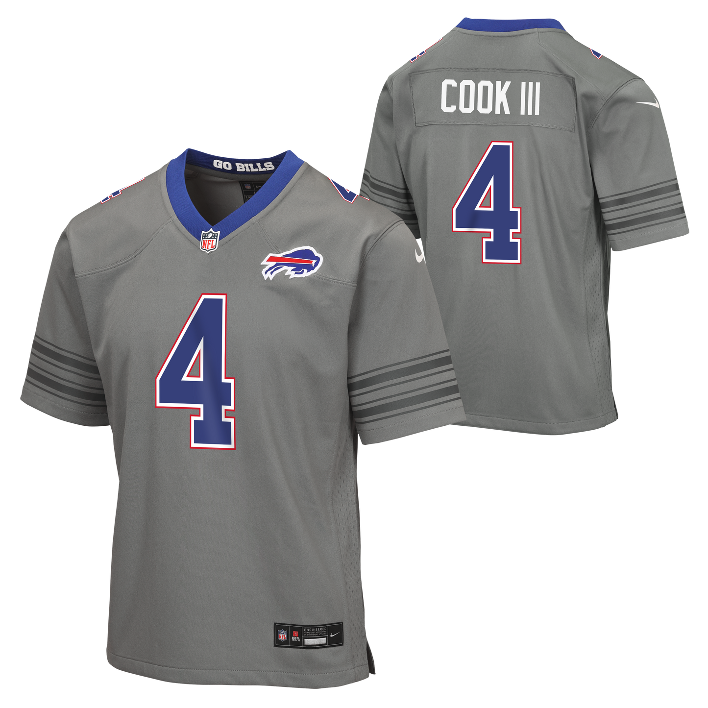 Youth Buffalo Bills James Cook Nike Gray Nickel City Game Jersey