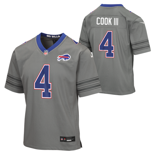 Youth Buffalo Bills James Cook Nike Gray Nickel City Game Jersey