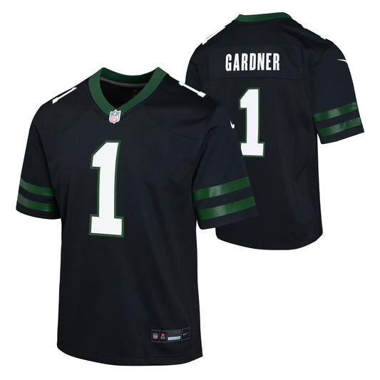 Youth Sauce Gardner New York Jets Nike Black Game Replica Jersey