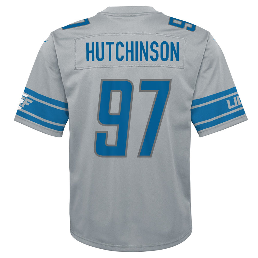 Youth Detroit Lions Aidan Hutchinson Nike Inverted Gray Game Jersey - Pro Jersey Sports