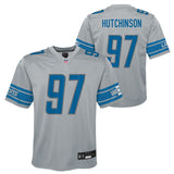 Youth Detroit Lions Aidan Hutchinson Nike Inverted Gray Game Jersey - Pro Jersey Sports