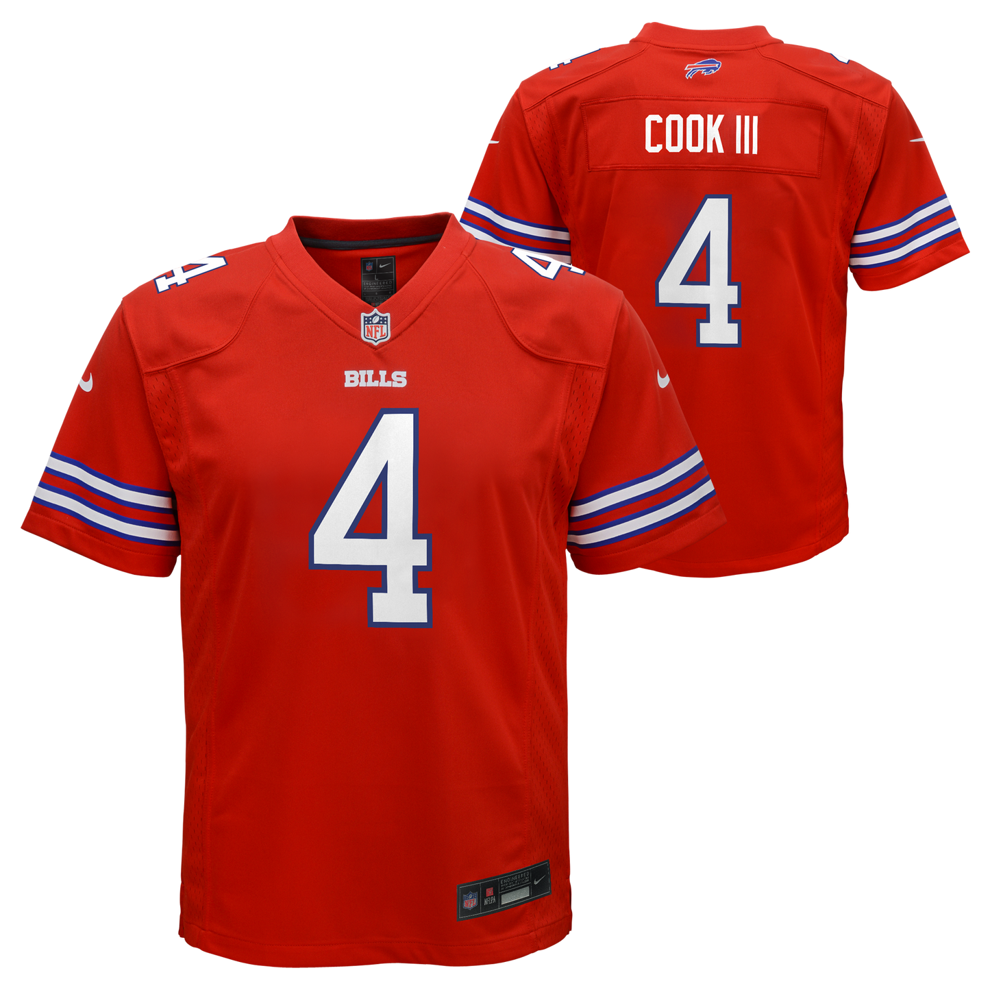 Youth Buffalo Bills James Cook Nike Red Alt 2 Game Jersey