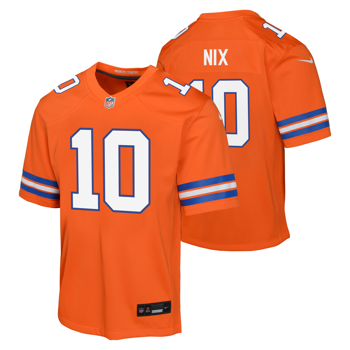 Youth Denver Broncos Bo Nix Nike Retro Alternate Orange Game Team Jersey - Pro Jersey Sports