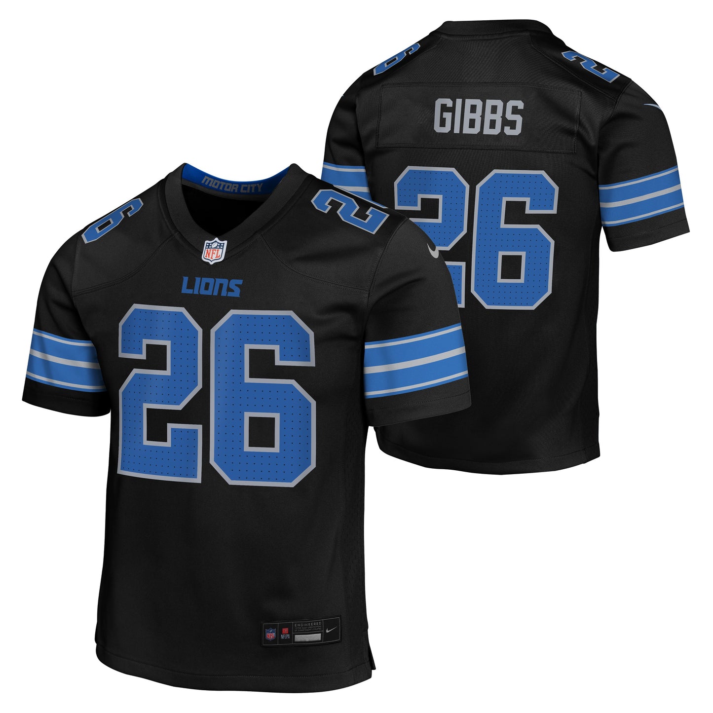 Youth Detroit Lions Jahmyr Gibbs Nike Black Alternate Game Jersey