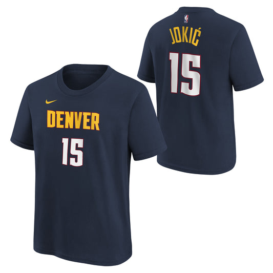 Youth Nike Nikola Jokic Denver Nuggets Navy Icon Name & Number T-Shirt