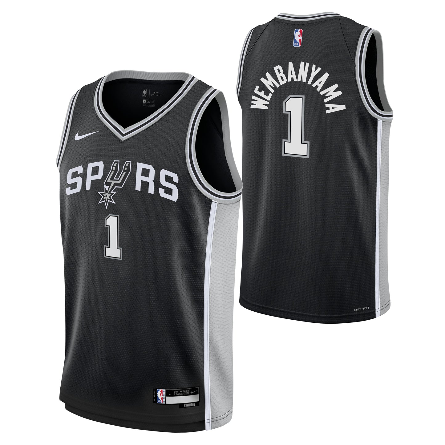 Youth San Antonio Spurs Victor Wembanyama Nike Black Swingman Icon Jersey