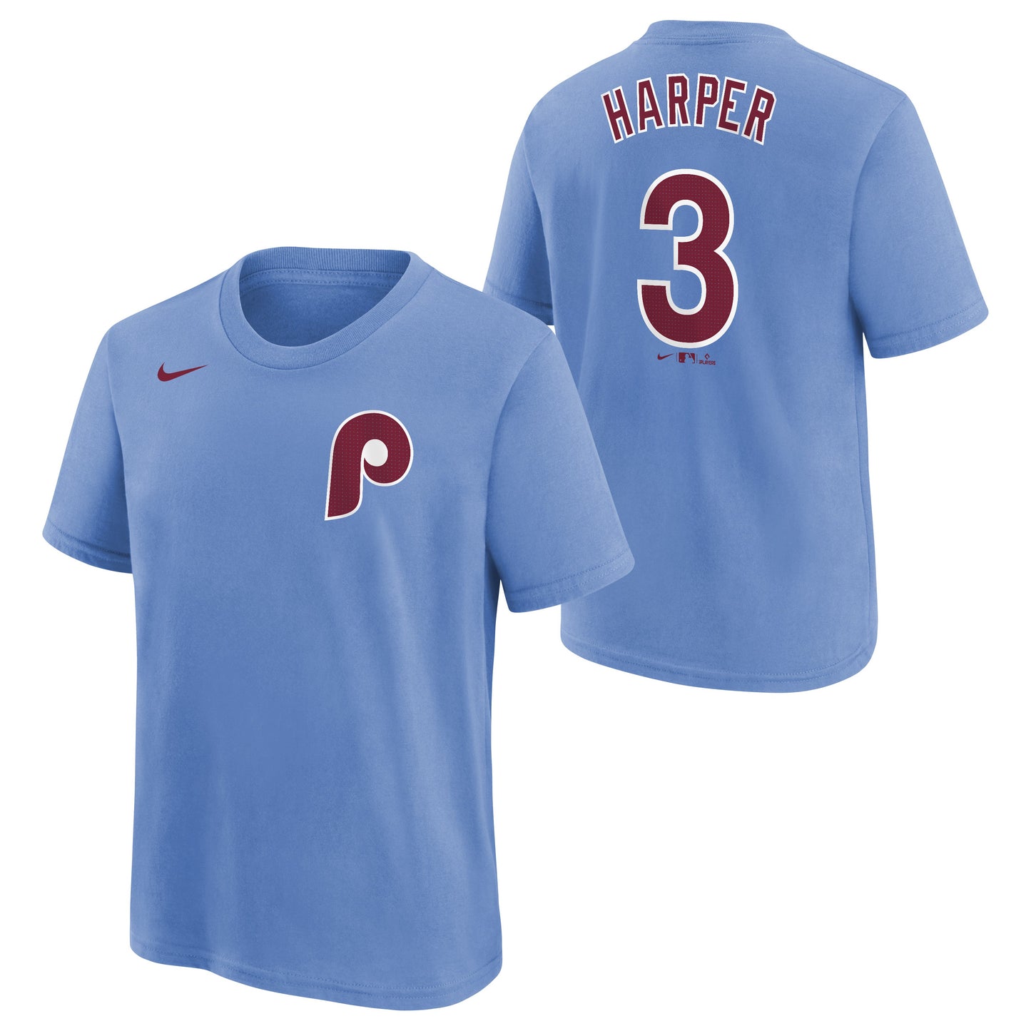 Youth Philadelphia Phillies Bryce Harper Nike FUSE Light Blue Player Name & Number T-Shirt