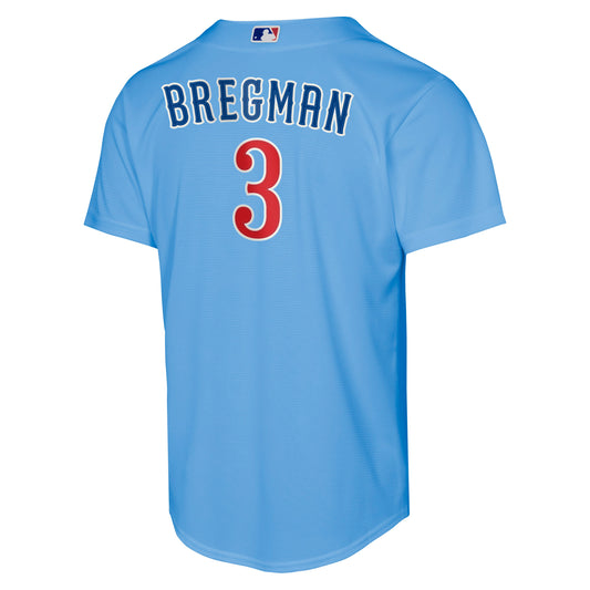 Youth Chicago Cubs Alex Bregman Alternate 2 NIKE Baseline Powder Blue Replica Jersey