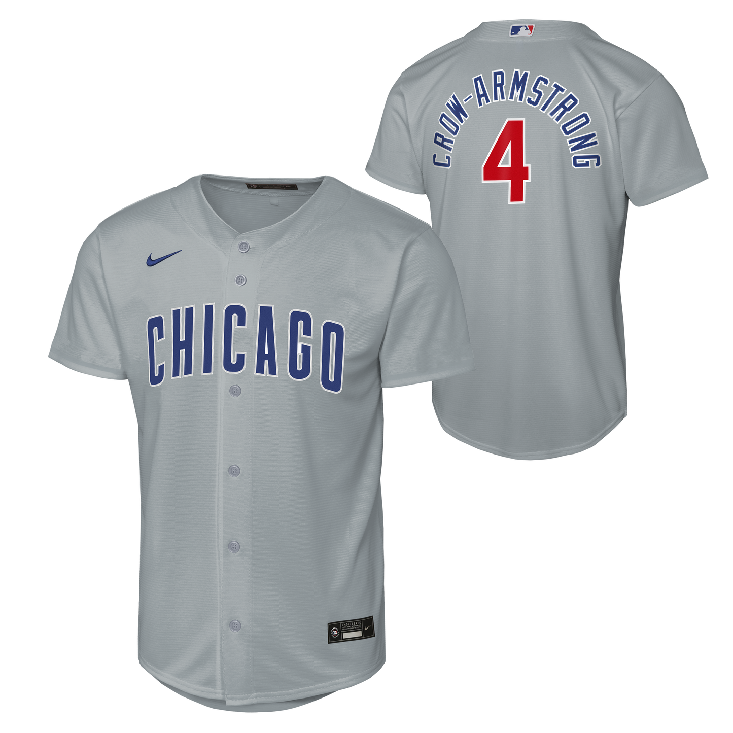 NIKE Youth Chicago Cubs Pete Crow-Armstrong Road Grey Baseline Replica Jersey