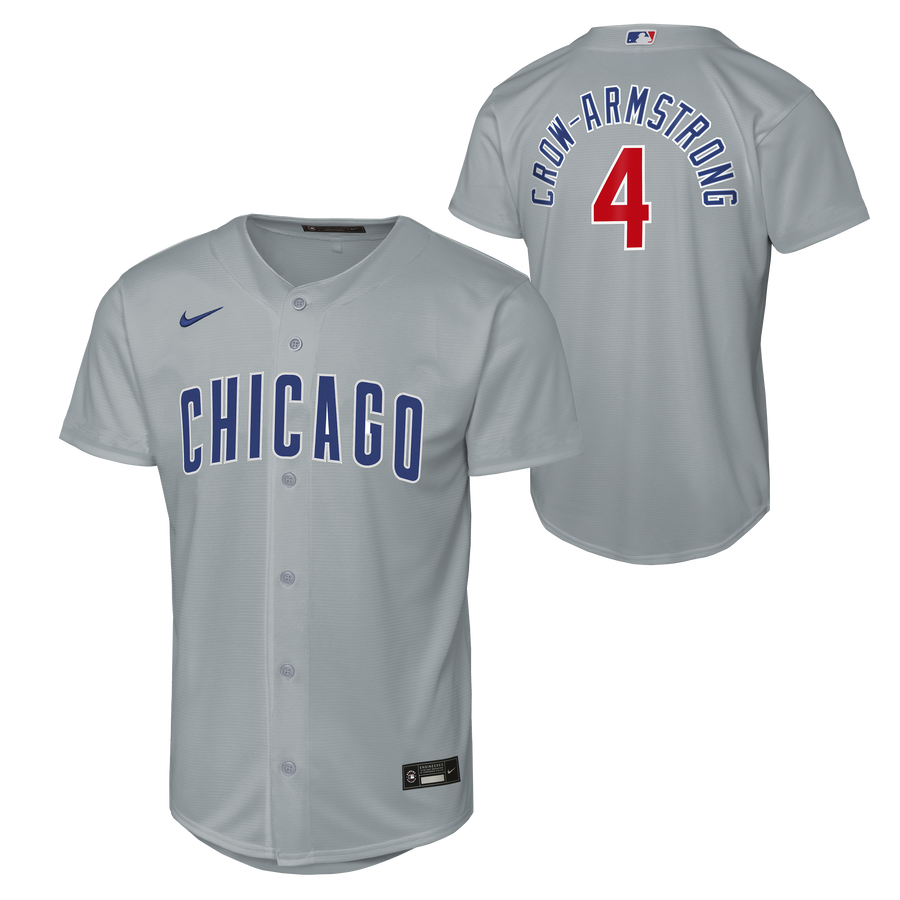 NIKE Youth Chicago Cubs Pete Crow-Armstrong Road Grey Baseline Replica Jersey