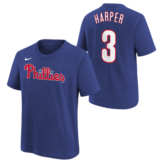 Youth Bryce Harper Nike Royal Blue FUSE Player Name & Number T-Shirt