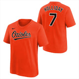 Youth Baltimore Orioles Jackson Holiday Nike FUSE Orange Name & Number T-Shirt - Pro Jersey Sports