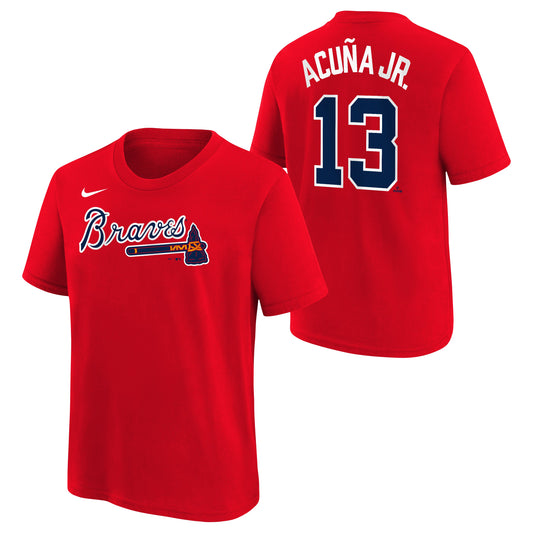 Youth Ronald Acuna Jr. Atlanta Braves Nike Red FUSE Player Name & Number T-Shirt