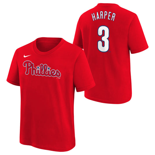 Youth Bryce Harper Nike Red FUSE Player Name & Number T-Shirt