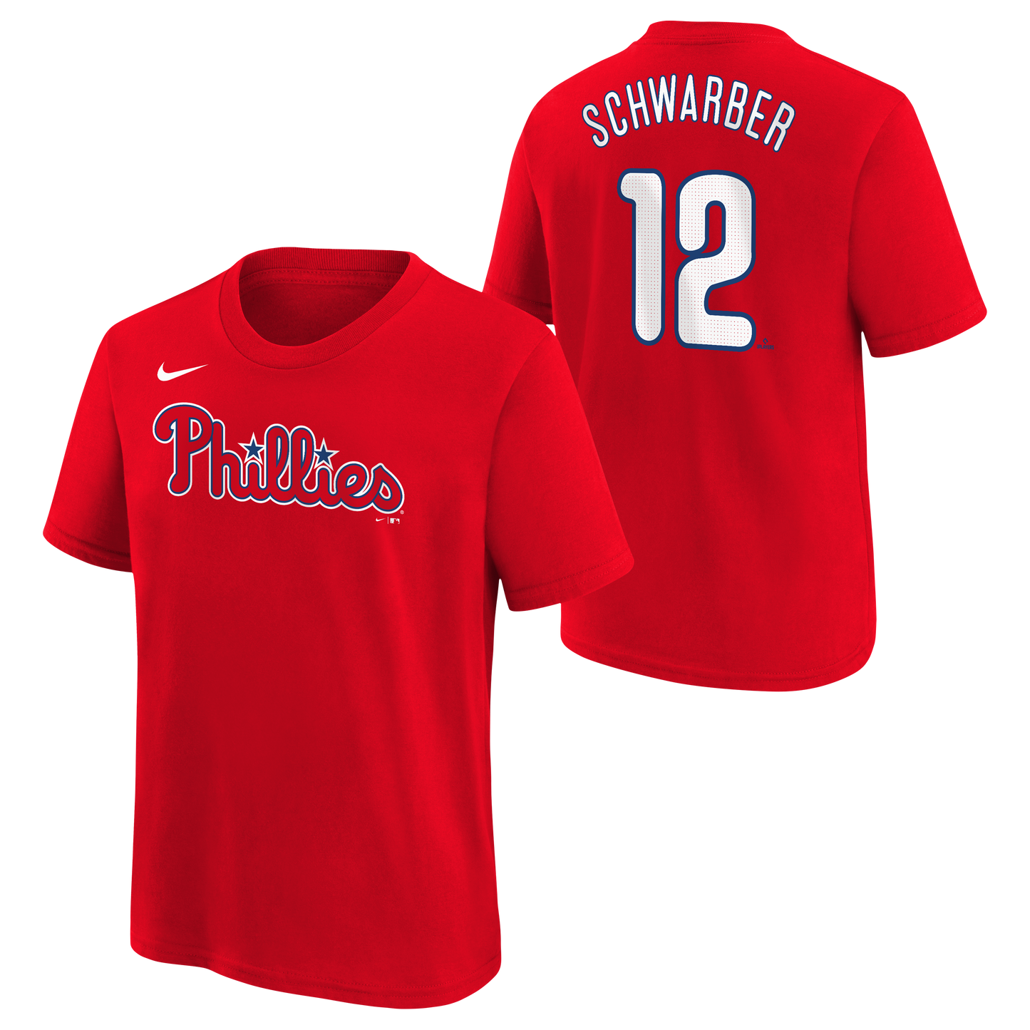 Youth Kyle Schwarber Philadelphia Phillies Nike Red FUSE Player Name & Number T-Shirt