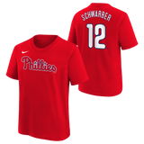 Youth Kyle Schwarber Philadelphia Phillies Nike Red FUSE Player Name & Number T-Shirt - Pro Jersey Sports