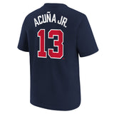 Youth Ronald Acuna Jr. Atlanta Braves Nike Navy FUSE Player Name & Number T-Shirt - Pro Jersey Sports