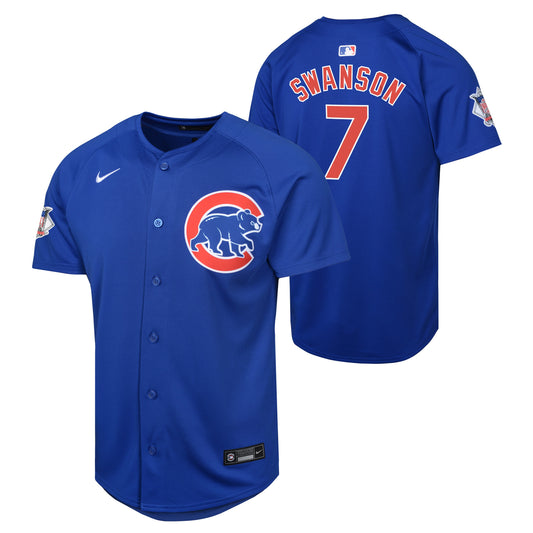 Youth Dansby Swanson Chicago Cubs NIKE Blue Alternate Limited Replica Jersey