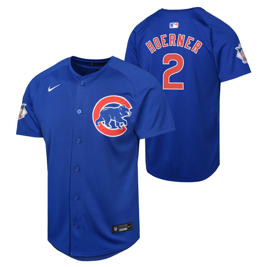 Youth Nico Hoerner Chicago Cubs NIKE Blue Alternate Limited Replica Jersey