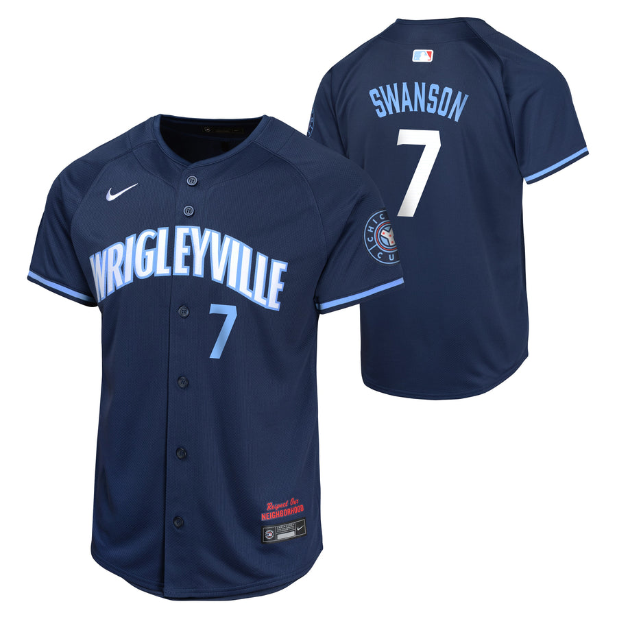 Youth Dansby Swanson Chicago Cubs NIKE Navy City Connect Limited Replica Jersey