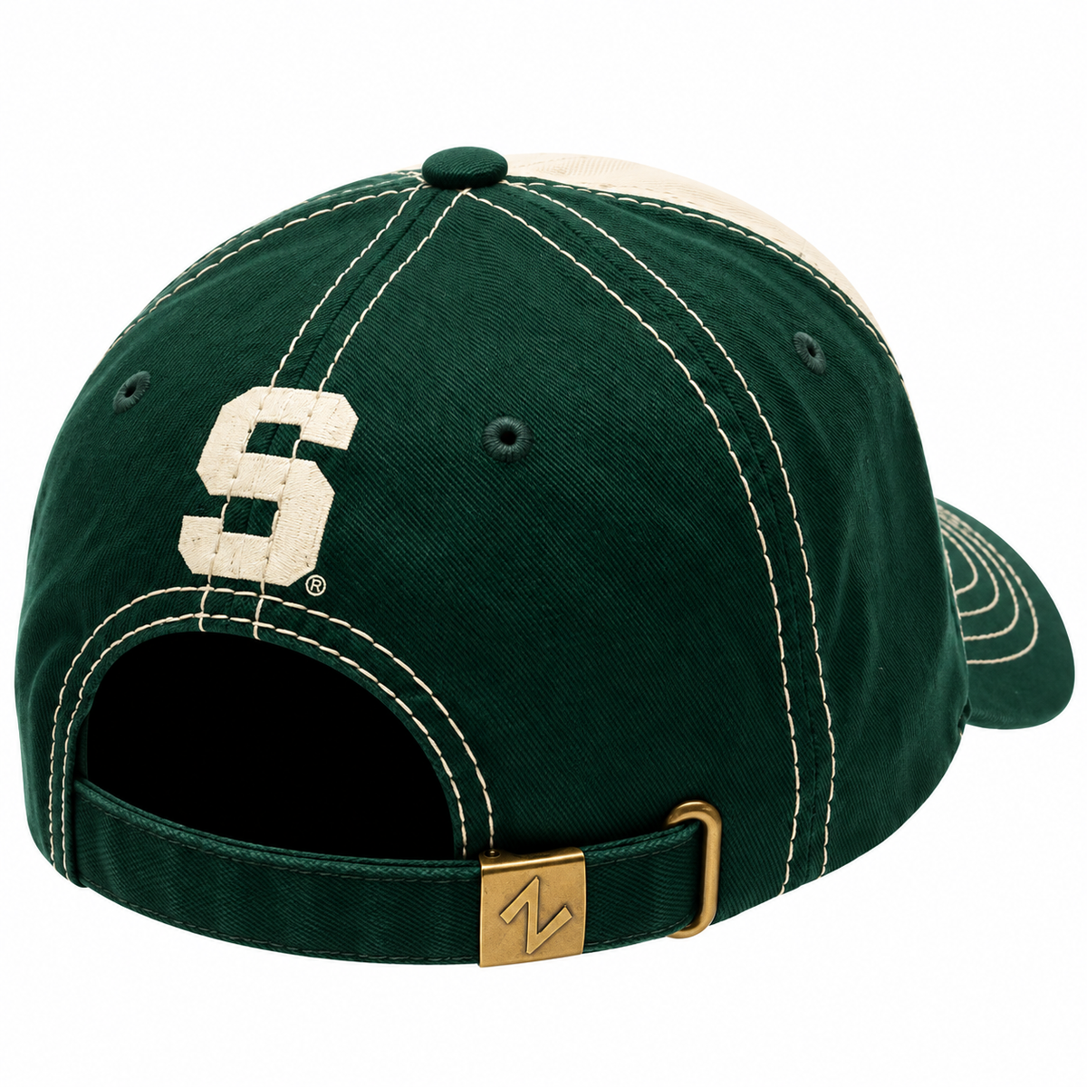 ZHATS NCAA Michigan State Spartans Men's Sigma Relaxed , Stone/Forest Adjustable Cap