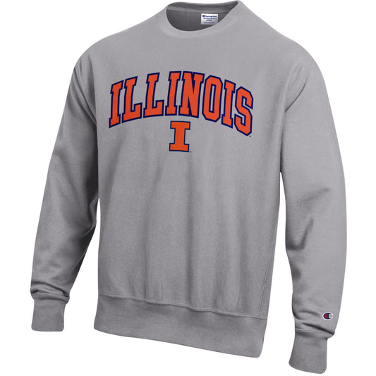 Men's Illinois Fighting Illini Oxford Gray Champion Reverse Weave Fleece Crew