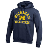 Men's Michigan Wolverines Navy Champion Powerblend Fleece Pullover Hoodie - Pro Jersey Sports