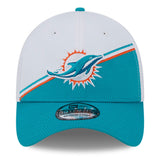 Men's Miami Dolphins Primary Logo New Era White/Aqua 2023 Sideline 39THIRTY Flex Hat - Pro Jersey Sports